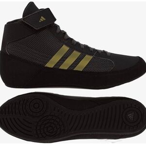 Adidas Black and Gold High-Top Athletic Shoes